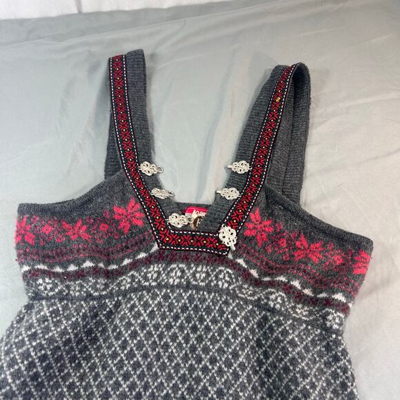 Free People Fair Isle Wool blend sweater dress with plaid ruffle hem size M - Picture 2 of 8